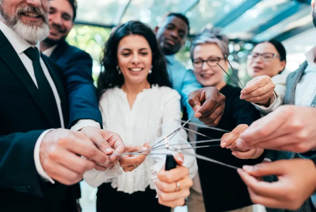 Des collègues lors d'un moment d'équipe en team building